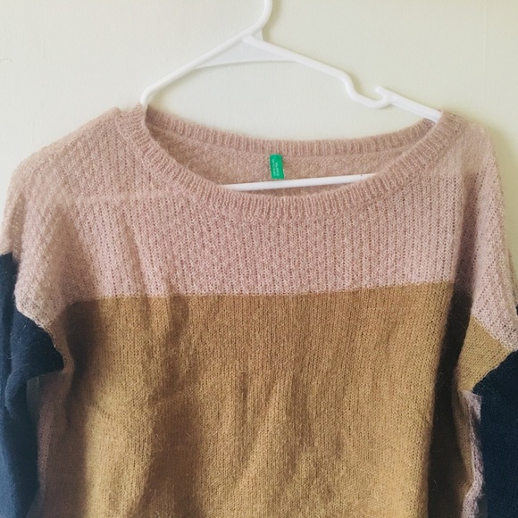 United Colors, color block sweater pink caramel - Picture 1 of 6